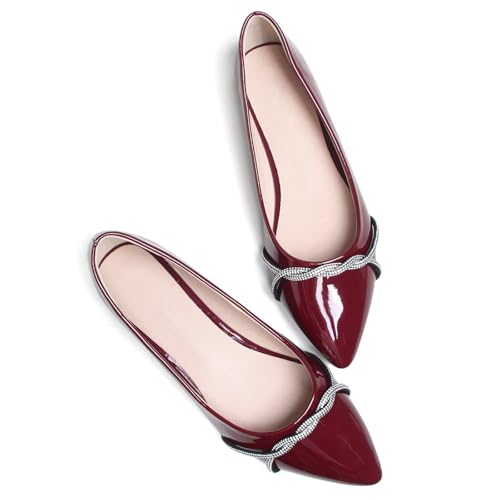 Image of TN TANGNEST Womens Casual Flats Chain Ballet Flats | Fashion Pointed Toe Rhinestone Flats, Comfort Slip On Dress Shoes for Business Work Office Wedding Party