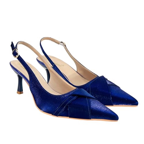 YOUMANNI Purple Pumps for Women’s Patent Slingback Pumps – Pointed Toe, Block Heel Dress Shoes with Adjustable Strap – Elegant Office & Evening Look (2569-H15-P, Adult, Women, 9, Numeric, US Footwear Size System, Medium)