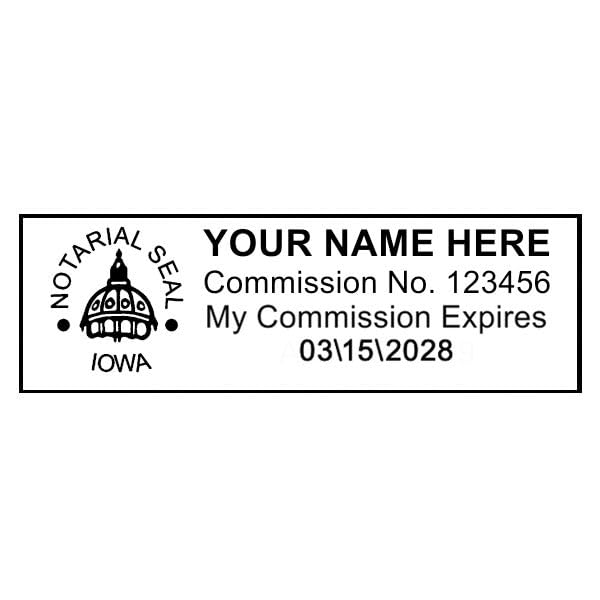 Iowa Rectangular Notary Stamp | Official State Notary Stamp | Official Seals | Meets State Specifications (Iowa, Rectangular Stamp)