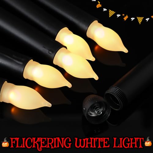 Image of Macarrie 108 Pieces Flameless LED Taper Candles Battery Operated Candles, Flickering Light Electric Handheld Candlesticks, Halloween Christmas Church Party Weddings Decoration(Black, Warm White Light)