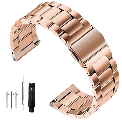 Image of Quick Release Stainless Steel Watch Band Matte Brushed Metal Watchband 14mm 16mm 18mm 20mm 22mm 24mm Universal Solid Stainless Steel Metal Smartwatch Bracelet Replacement Band for Men Women