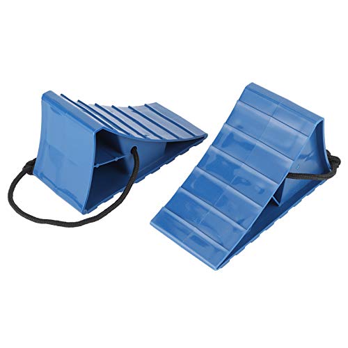 Akozon Cuñas para Ruedas, 2 uds, Bloque de Bloqueo de Goma portátil para Coche, neumático Antideslizante, Bloque de Parada Azul, Adecuado para Motocicleta, Remolque, Caravana, Kart