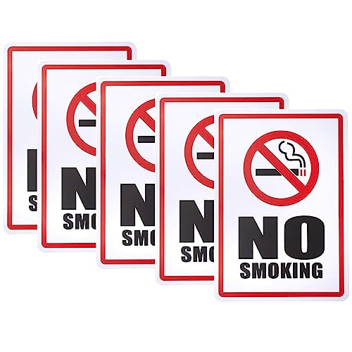 Image of CVANU NO SMOKING Warning Safety Self-Adhesive Waterproof PVC Vinyl Sign Sticker Size (11.7inchX8.3inch) Pack of 5