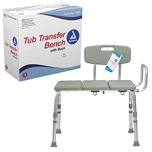 Dynarex Tub Transfer Bench, Stress-Free and Comfortably Seated Access to a Bathtub or Shower, 400 lb. Weight Capacity, Grey, 1 Bench