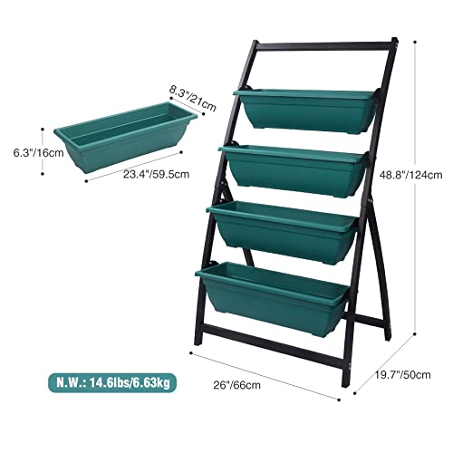 Playinyard 4 Tier Metal Vertical Garden Planter, 4Ft Elevated Vertical Garden Bed For Indoor Outdoor Patio With Container Boxes For Herb, Vegetables, Plants And Flower #TOP1