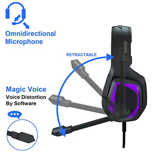 Stereo Gaming Headset for Xbox One PS4 PC - Surround Sound Over-Ear Headphones Anti-Noise Mic,Volume Control Laptop, Mac,Smartphone, iPad