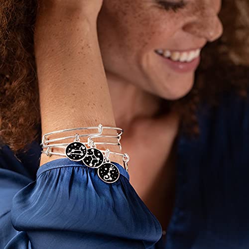 Alex And Ani Zodiac Expandable Bangle For Women, Capricorn Charm, Black Epoxy And Crystals, Shiny Silver Finish, 2 To 3.5 In #TOP3