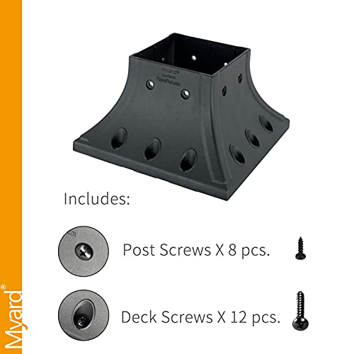 Myard PNP114040 4x4 Post Base Cover (Actual 3.5x3.5 Inches) Post Skirt Flange with Stainless Steel Screws, Post Bracket for Deck Porch Handrail Railing Support Trim Post Anchor (Qty 1, Black) by Myard - Image 4