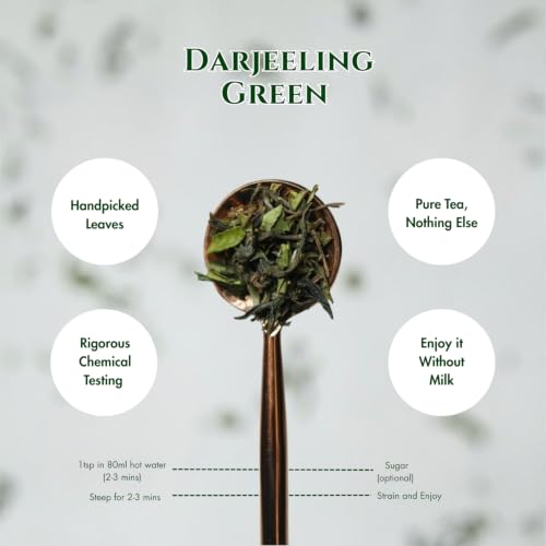 Image of 1950 Origins Darjeeling Green | Premium Green Tea | Darjeeling First Flush Loose Leaf | 100% Pure Long Leaf Tea | Light & Refreshing | 80g Tin Caddy