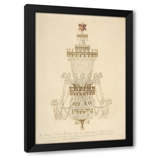 ArtDirect Large Chandelier at Carlton House, Pall Mall (19th century) Custom Framed Art Print Giclee Print or Canvas Options with Various Sizes and Customization by Edmund Thomas Parris
