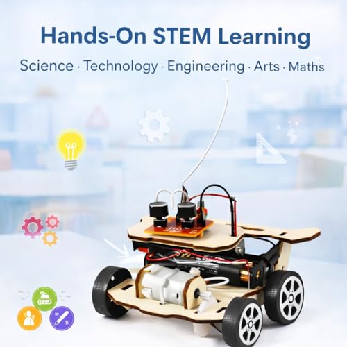 Image of FLERCISADIY Wireless Remote Control Car STEM Science Kit for Kids | Educational Toy for Learning Electronics, Engineering&Robotics|Wooden Assembly RC Car Project|Age 8+(Wireless Remote Control Car)