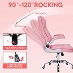 400lbs Executive Big and Tall Office Chair with Flip Up Armrests, Heavy Duty Ergonomic Comfy Office Chair, Computer Chair with Breathable PU Leather (Pink)