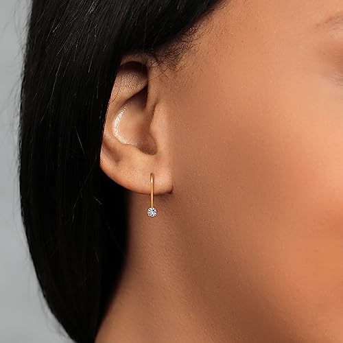 Gem Stone King 14K Yellow Gold Gemstone Birthstone Leverback Drop Dangle Earrings For Women | Round 2.5MM | Fine Jewelry for Her Mom Anniversary Wedding4