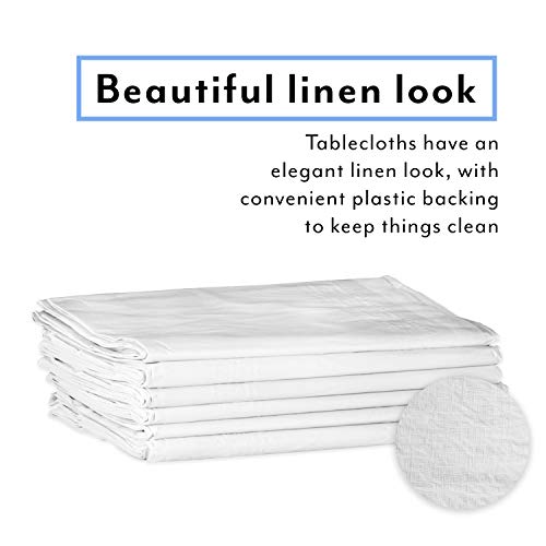 Upper Midland Products White Paper Table Cloths for Round Tables - 82” Octyround Paper Tablecloths with Plastic Backing Round Paper Table Cover (6-Pack) by Upper Midland Products - Image 4