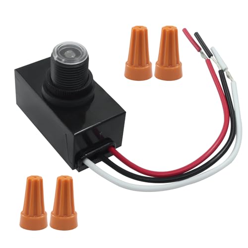 LifCratms 1 Pack Dusk to Dawn Sensor for Outdoor Lighting, Photocell Light Sensor, 120-277V Photoelectric Switch Replacement with Wire Caps, Hardwired Post Eye Light Suitable