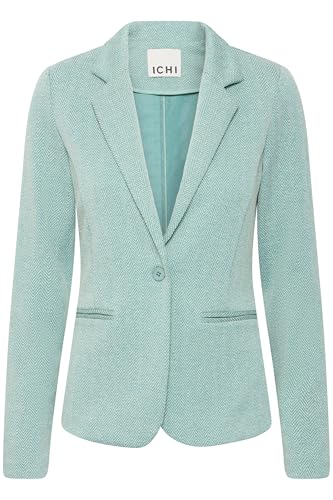 ICHI Ihkate Jacquard Bl4 Blazer d'affaires décontracté, Beryl Green/Almond Herringbone (204260), XL Femmes