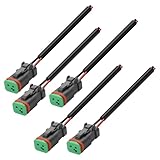 XMSJSIY 2 Pin DT Connectors Waterproof 2 Wire Connector Automotive Electrical DT Connector Male Wiring Harness 2 Pin Pigtail Cable with Heat Shrink Tubing for Car LED Work Light-5 Kits (Female)