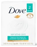 Dove Beauty Bar Soap Sensitive, 24 Bars for Sensitive Skin, Fragrance Free and Hypoallergenic 3.75 oz