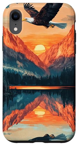 Majestic Eagle Soaring Over Mountain Landscape Nature �X�}�z�P�[�X iPhone XR �p
