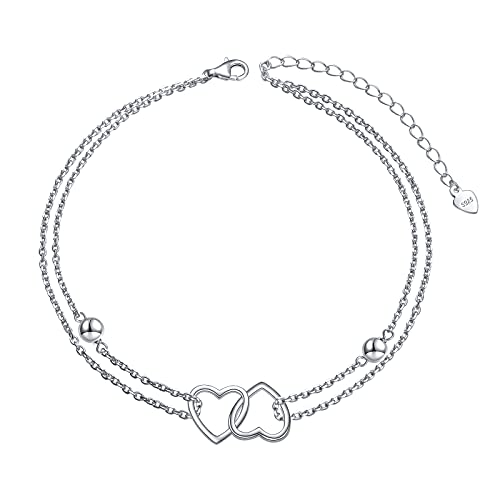 Image of S925 Sterling Silver Anklet for Women Adjustable Plus Foot Ankle Bracelet