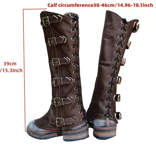 Pirate Boot Covers, Adult Faux Leather Pirate Costume Boots Covers Medieval Renaissance Steampunk Boots Covers for Halloween Costume2