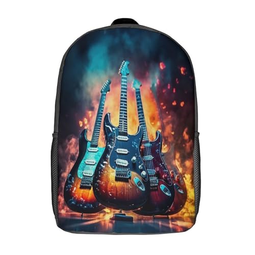 Cartable garçon collège finissant les douleurs de dos avec le motif guitare