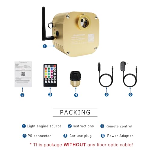 Image of AKEPO 16W Twinkle Fiber Optic Light Engine, Twinkle Bluetooth APP Control Engine Driver Light Box with Music Activated Function and 28-Key Remote Control for Car Stars Headliner and Home