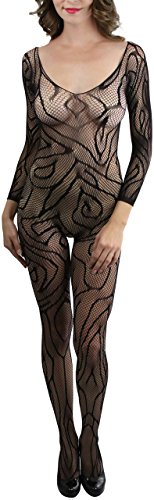 Image of ToBeInStyle Women's Long Sleeve Bodystocking Bodysuit Lingerie Regular & Plus Sizes