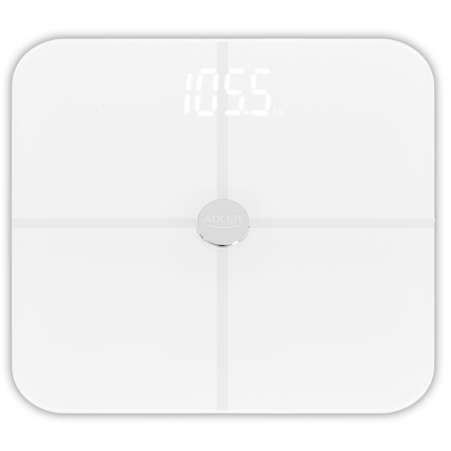 ADLER Báscula corporal inteligente blanca - 12 parámetros de salud, capacidad de 180 kg