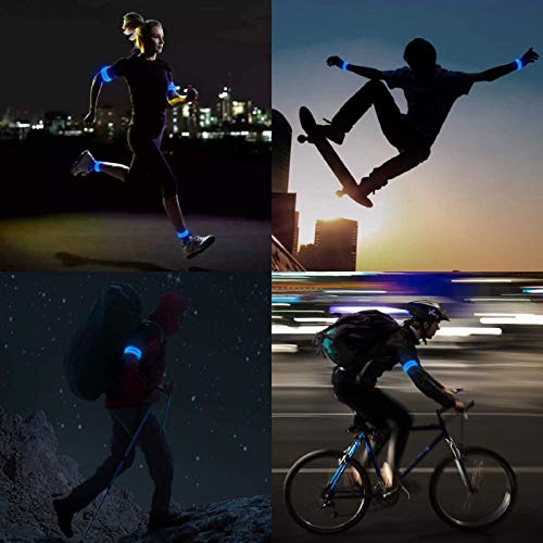 lanpard Led Armband Aufladbar, 2 STK Leuchtarmband USB Reflektorband Reflective Band Led Armbänder Leuchtband Kinder Reflektorbänder für Joggen Laufen Sport (Blau)