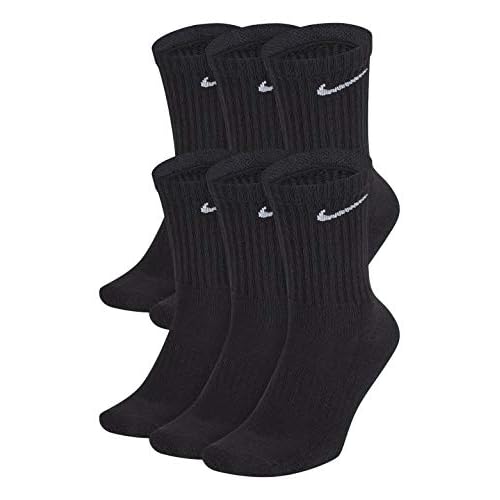 Nike Men’s Dri-Fit Training Cotton Cushioned Crew Socks (6 Pair) (Black, Medium (6-8) Men/(8-12) Women)