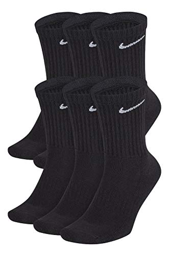 Nike Men's Dri-Fit Training Cotton Cushioned Crew Socks (6 Pair) (Black, Medium (6-8) Men/(8-12) Women)