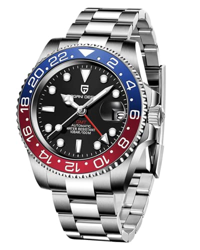 Pagani Design Stainless Steel Analog Mens Watch (Black Dial Pepsi - Oyster Bracelet Colored Strap) (B091MP12BQ) Amazon Price History, Amazon Price Tracker