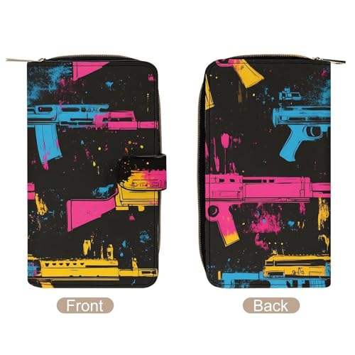 Artistic Splatter Machine Guns Long Wallet for Women Men Purses Coin Pouch Credit Card Holder Organizer3