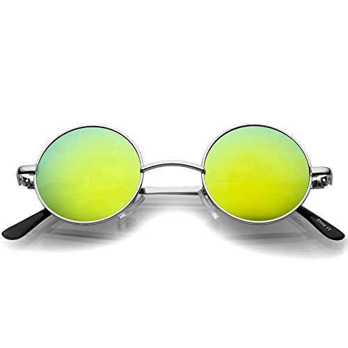Image of zeroUV Small Retro-Vintage Style Lennon Inspired Round Metal Circle Sunglasses