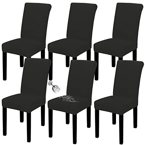 Easy-Going 100% Waterproof Dining Room Chair Cover Set of 6, Stretch Jacquard Parson Chair Slipcover Removable Washable Chair Protector for Home, Rest