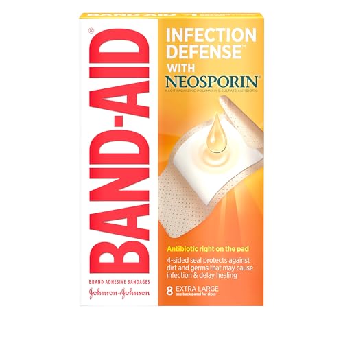 Band-Aid Brand Adhesive Bandages Plus Antibiotic Extra Large 8-Count All-One-Size