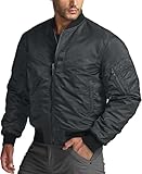 CQR Men's Casual Bomber Jacket, Outdoor Fall/Winter Zip-Up Windbreaker, Water Resistant Padded MA-1 Flight Jacket with Pocket, Watcher Carbon Grey, X-Large