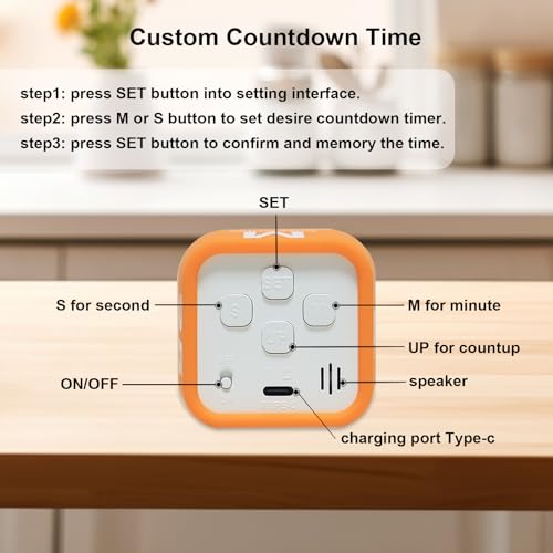 Image of Rotating Pomodoro Cube Visual Timer 5, 25, 10 50 Minutes Preset, Rechargeable Desk Productivity Flip Timer w /Silicone Cover Custom Countdown, Silent Mode for ADHD, Study, Work, School(Blue)
