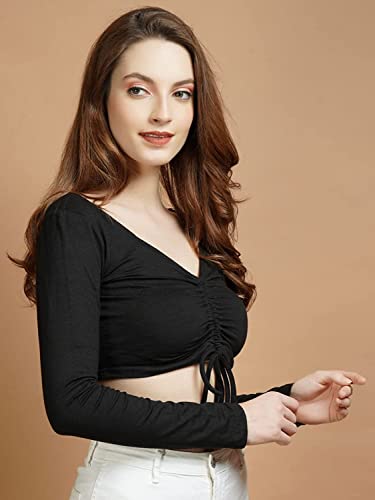 Image of Casual Regular Sleeves Solid Women Crop Top