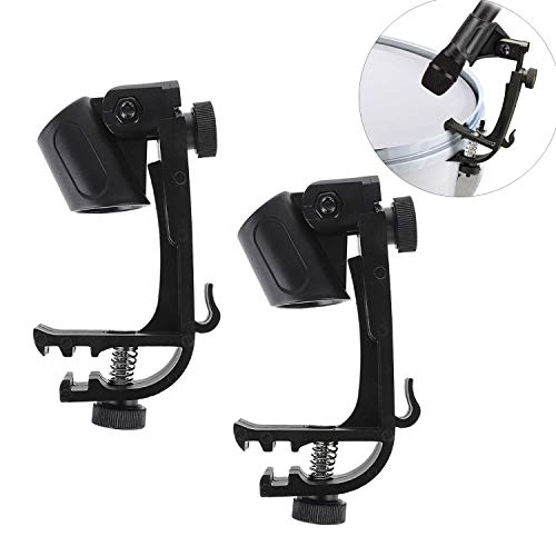 StyleZ 2Pcs Drum Microphone Clip Adjustable Rim Snare Drum Mic Mount Clamp Holder