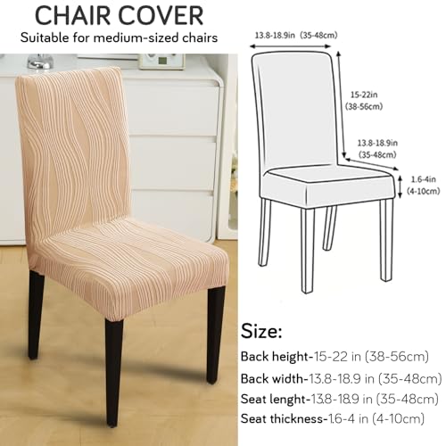 Image of HOKIPO 200 GSM Stretchable Knitting Jacquard Chair Cover Set of 1,'Nestiva Series' Blush Beige (AR-6072-BGE)