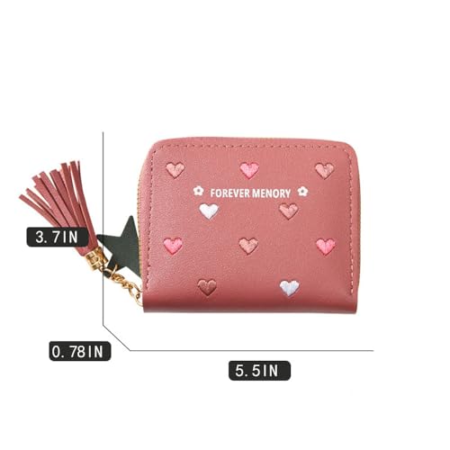 Womens Wallet with Zipper, PU Wallet Multi Function Folding with Star Tassels Pendant3