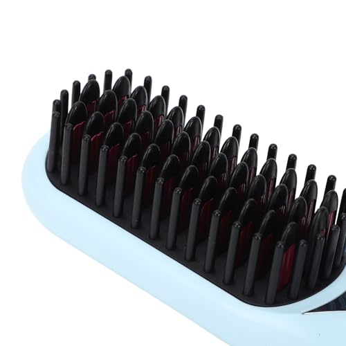 Plancha para el cabello en forma de peine con iones negativos, herramienta eléctrica dual para alisado y rizado, portátil con batería integrada para uso en casa, viaje o salón (Azul) miniatura 5