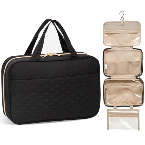 Lifewit Reise-Kulturbeutel mit Haken zum Aufhängen, Kosmetik-Organizer mit Fächern für Damen und Herren, 4L, Schwarz