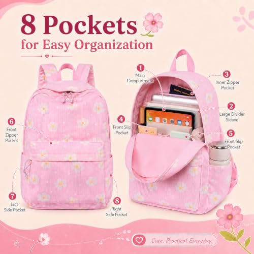 Image of BTOOP School Backpack for Teens Large Cute Bookbag Lightweight 15.6 inch Laptop Bag for Girls Women Casual High School College