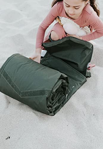 Image of Little Unicorn 5'x10' XL Outdoor Family Picnic & Beach Blanket | Durable & Water-Resistant Fabric | Compact Fold & Easily Wipes Clean | Zipper Pocket (Tropical Leaf)