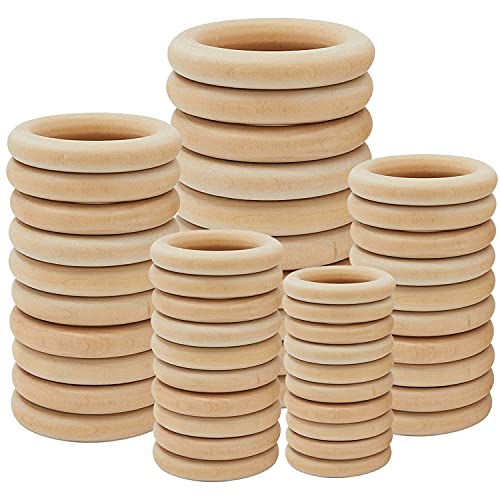 Wednesday Houten ringen, 55 mm, 24 stuks, om te knutselen, houten ring, voor knutselen en aansluitstuk, sieraden, houten… - Image 7