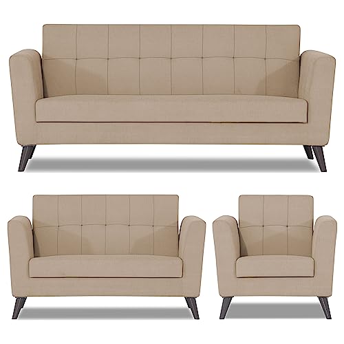 Image of Adorn India Dannis 3+2+1 6 Seater Sofa Set (Beige) (3 Year Warranty)