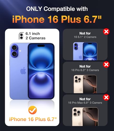 Image of Diaclara Designed for iPhone 16 Plus Case, Full Body Rugged Case with Built-in Touch Sensitive Anti-Scratch Screen Protector, Upgraded [Full Camera Protection] for iPhone 16 Plus 6.7 inch,Water Blue